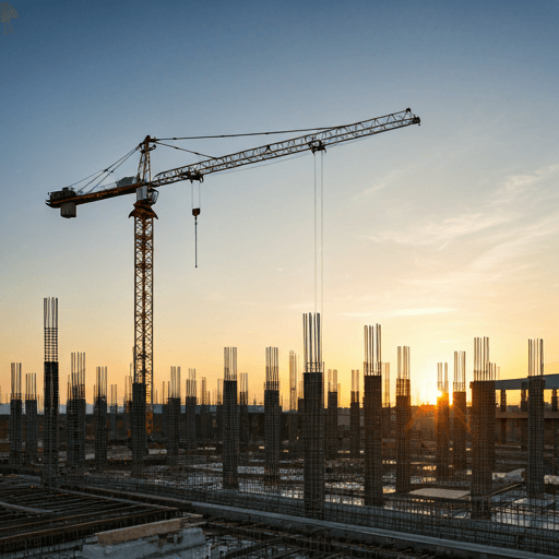 Construction site at dusk