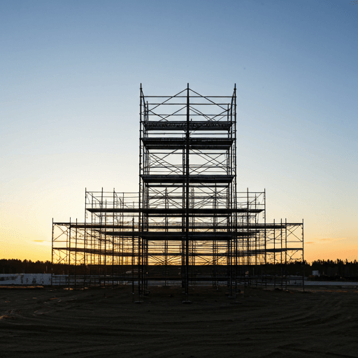 Construction site scaffolding silhouette